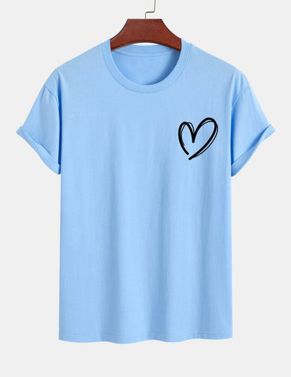 Baumwoll-T-Shirt mit Herzmotiv in regulärer Passform