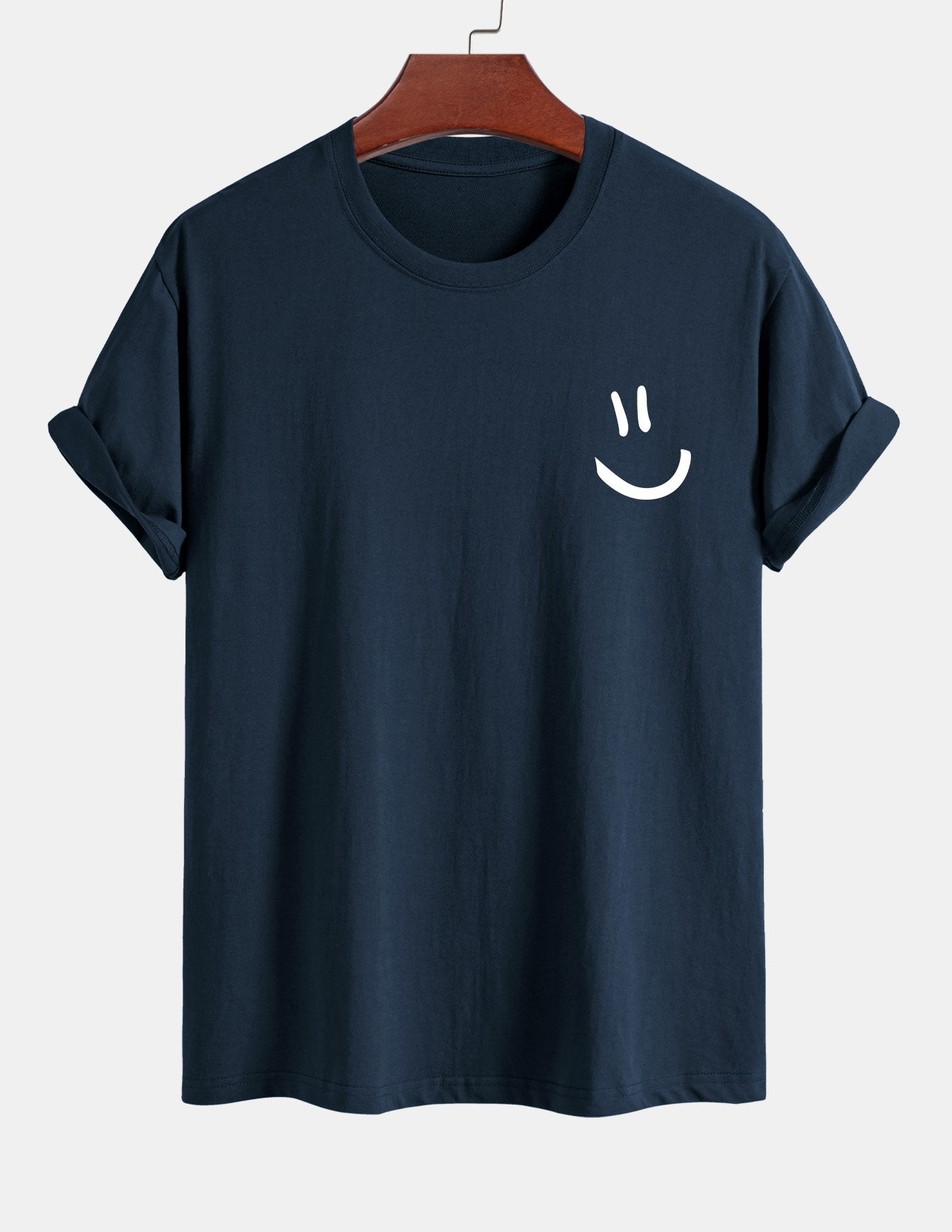 Baumwoll-T-Shirt mit Smiley-Gesicht Druck in regulärer Passform