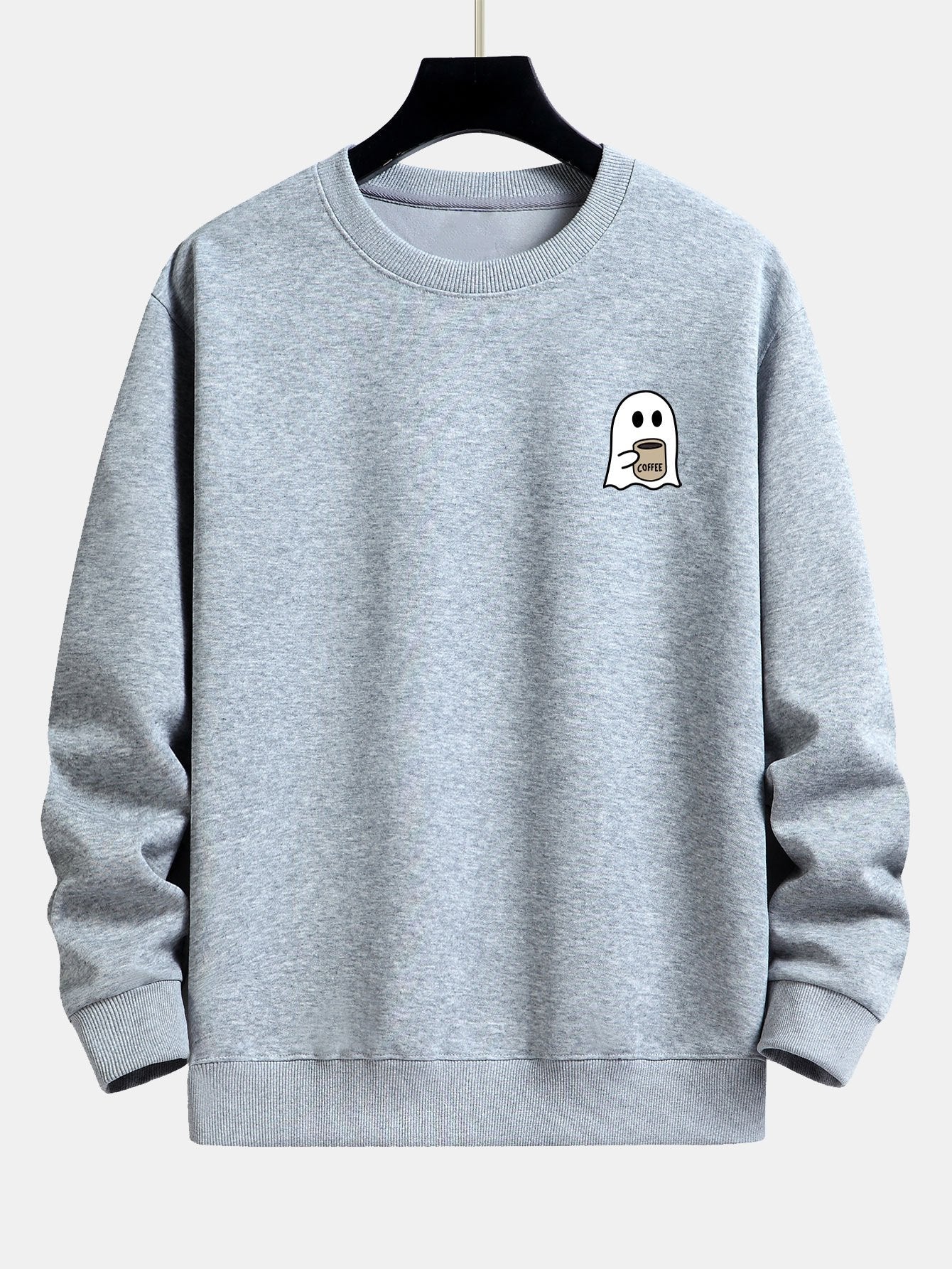 Relaxed Fit Sweatshirt with Ghost Coffee Print