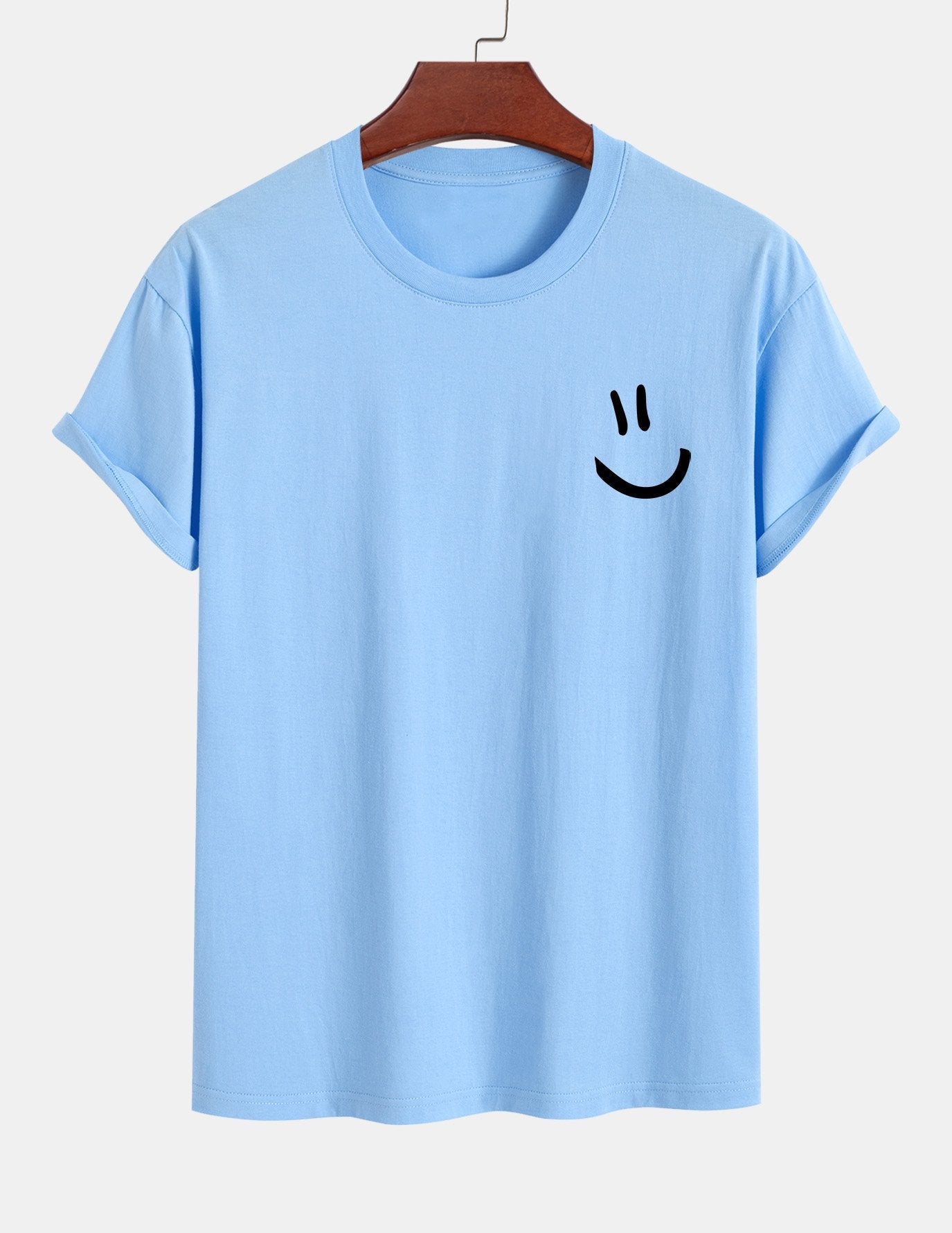 Baumwoll-T-Shirt mit Smiley-Gesicht Druck in regulärer Passform