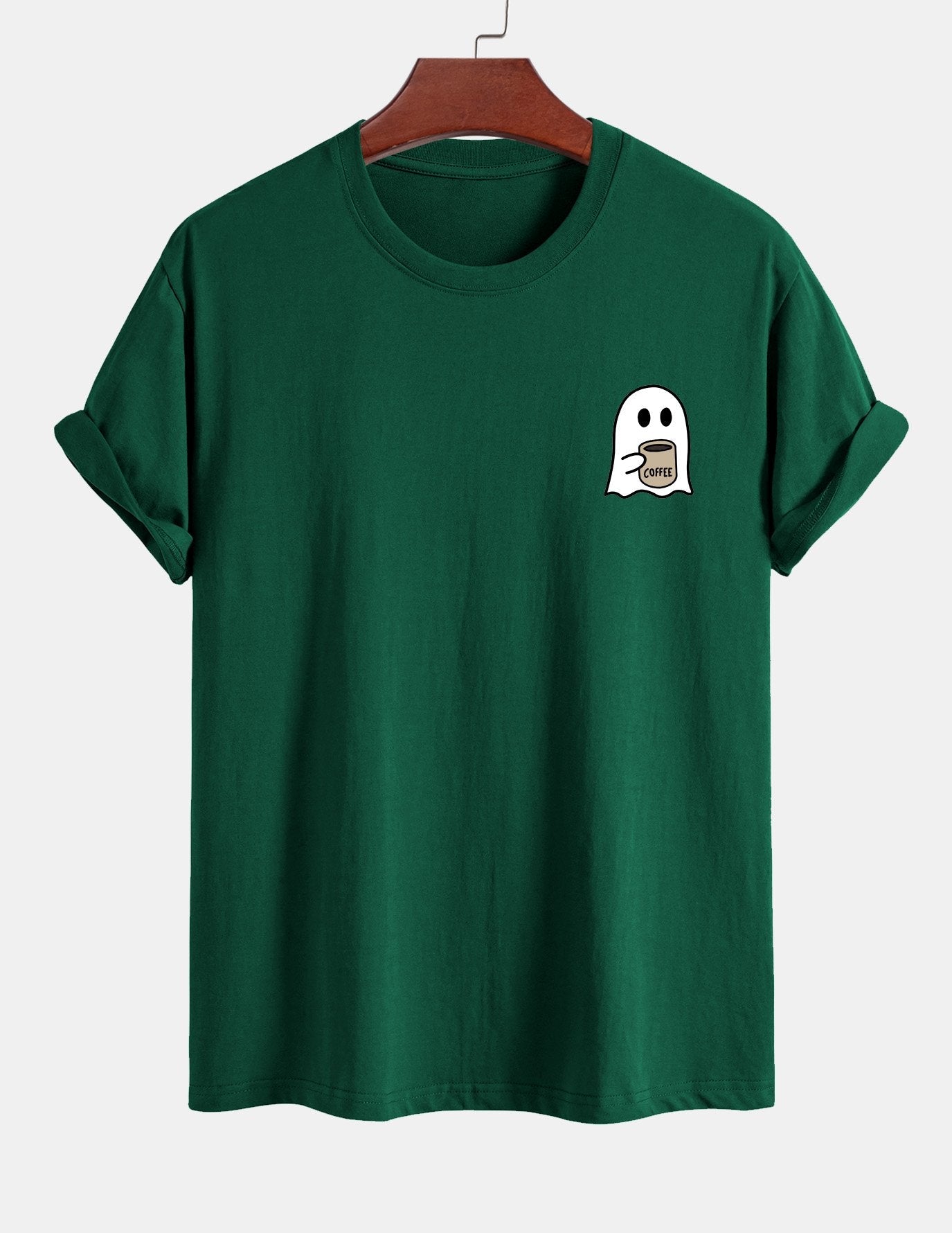Regular Fit Cotton T-Shirt with Ghost Coffee Print