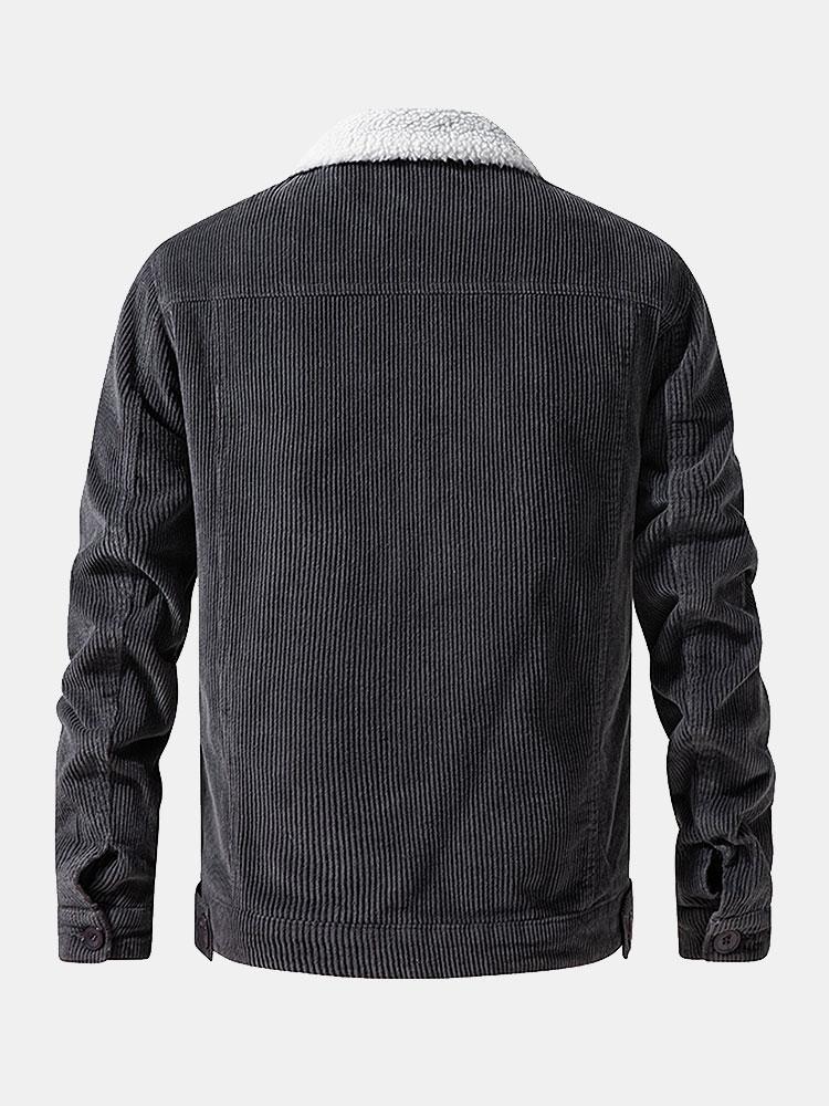 Teddy-Fleece gefütterte Baumwollcordjacke