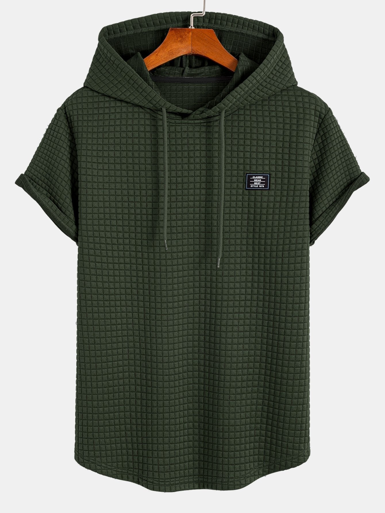 Waffelstruktur Kapuzen-T-Shirt mit Rundsaum