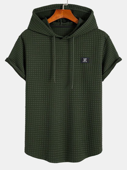 Waffelstruktur Kapuzen-T-Shirt mit Rundsaum