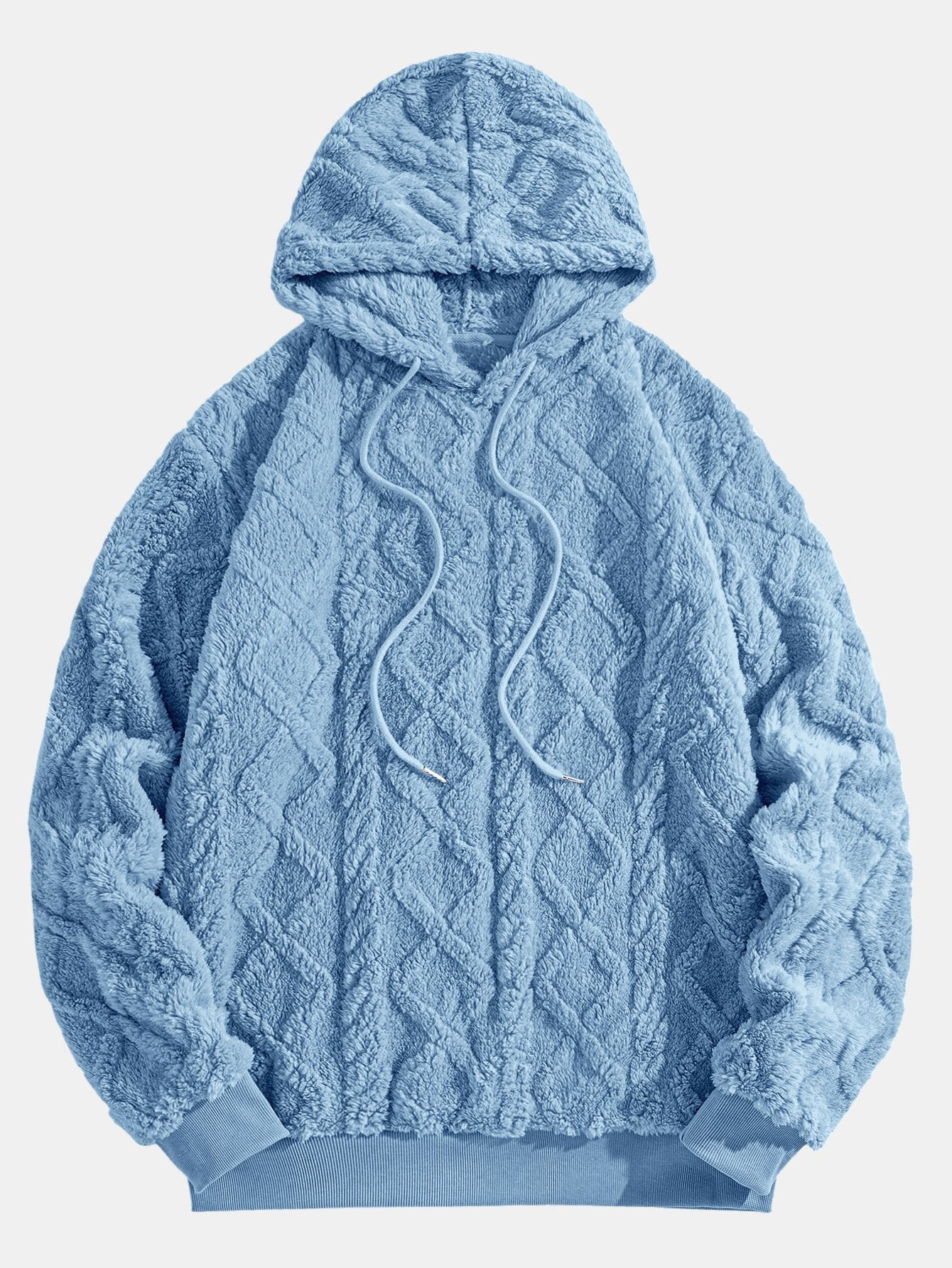 Geometric Jacquard Teddy Fleece Hoodie
