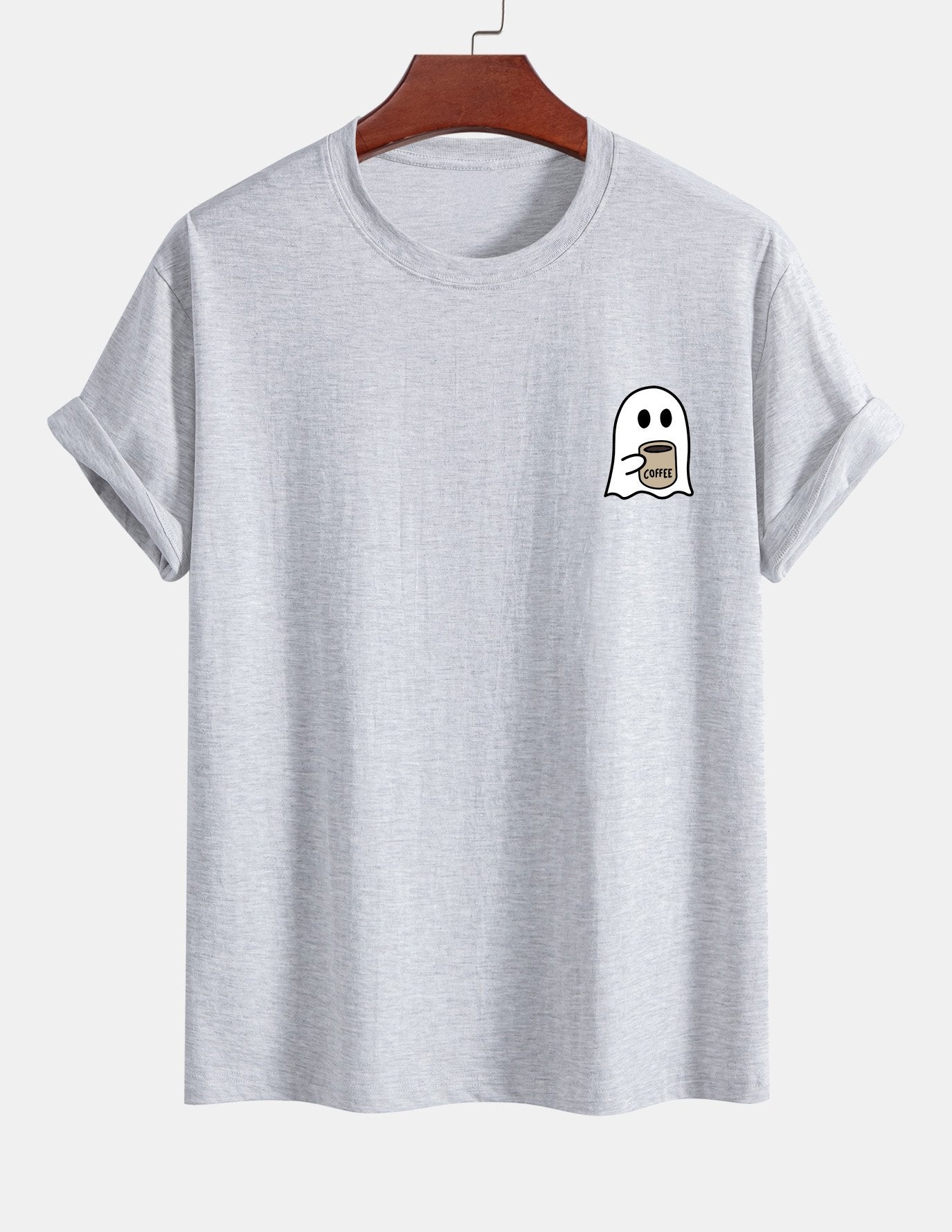 Regular Fit Cotton T-Shirt with Ghost Coffee Print