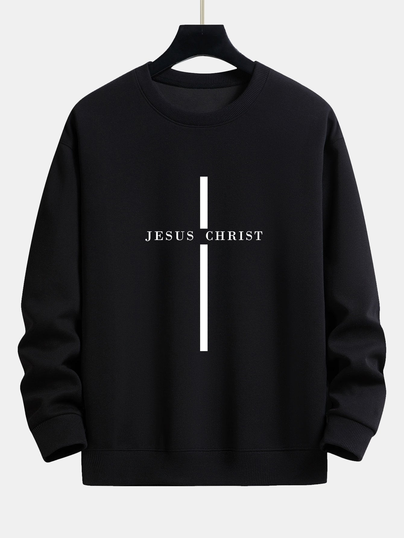 Relaxed Fit Sweatshirt mit Jesus Christus Streifenmuster