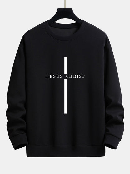 Relaxed Fit Sweatshirt mit Jesus Christus Streifenmuster