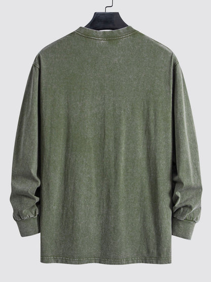 Relaxed Fit Langarm T-Shirt im gewaschenen, distressed Look