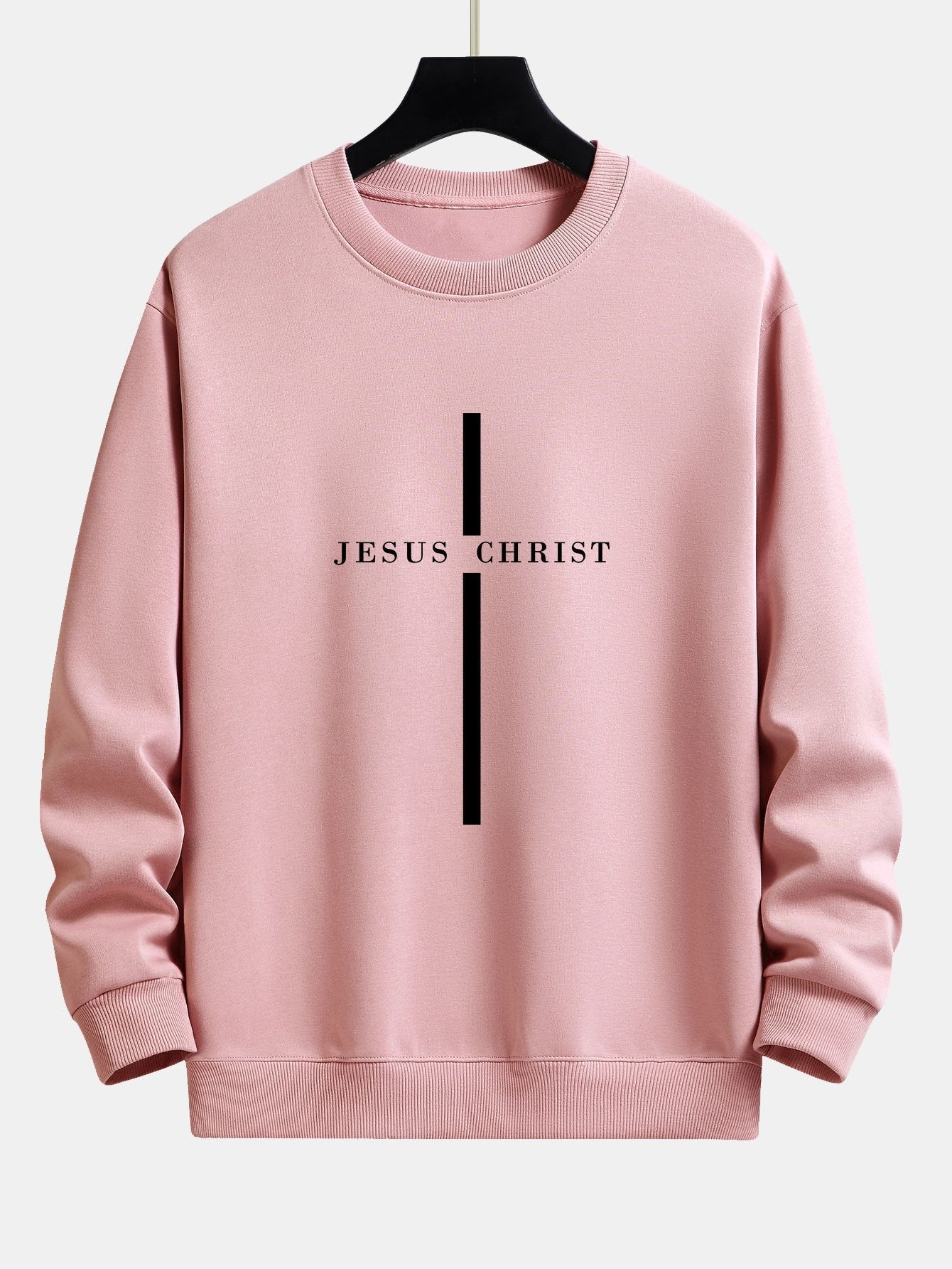 Relaxed Fit Sweatshirt mit Jesus Christus Streifenmuster