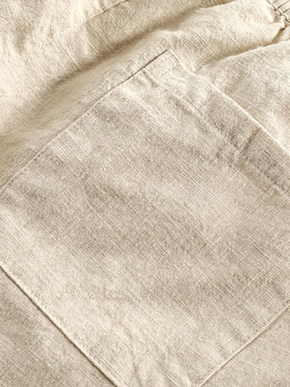 Shorts aus Leinen-Baumwoll-Mix mit verstellbarem Kordelzug