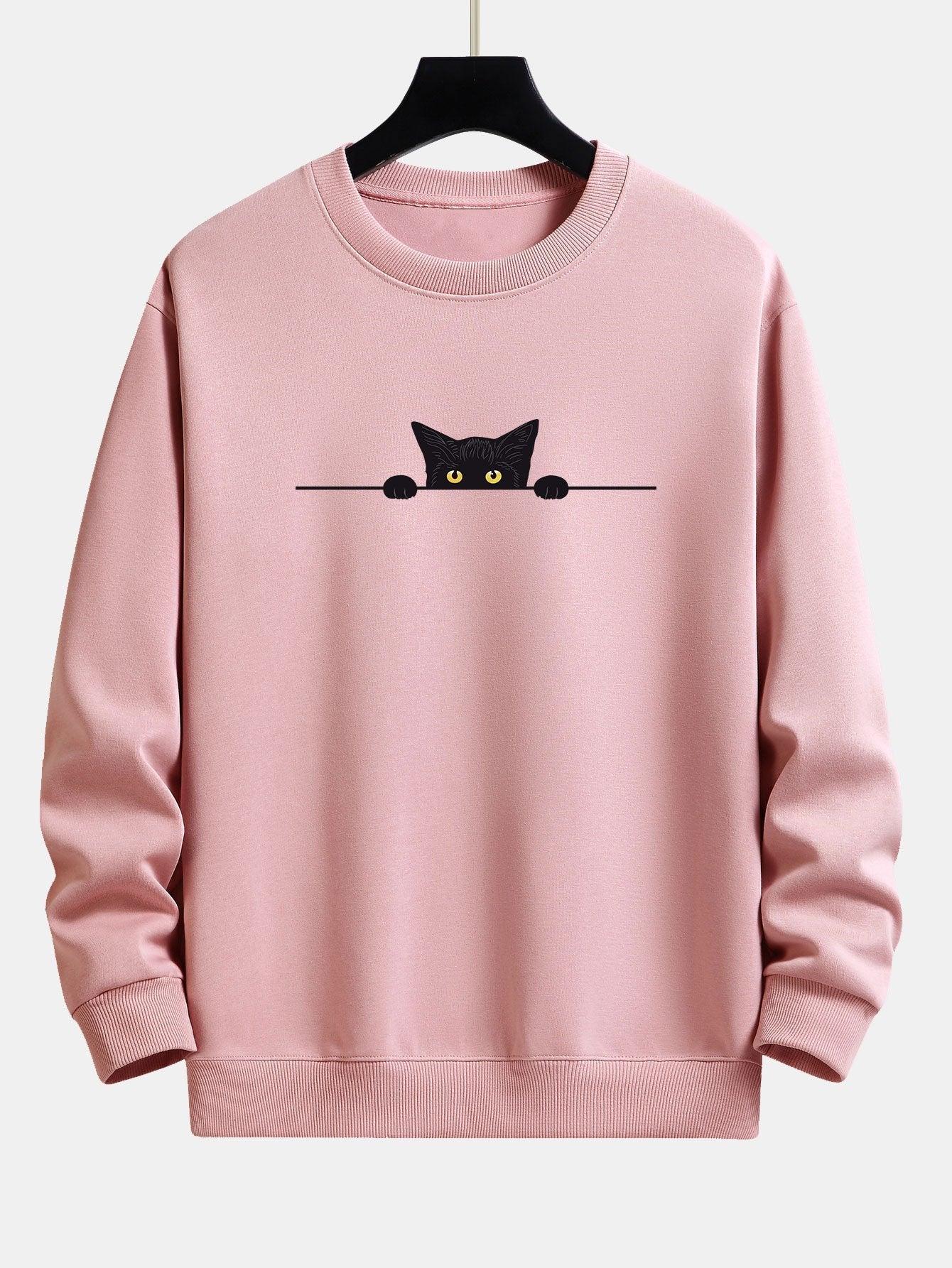 Relaxed Fit Sweatshirt with Black Cat Print