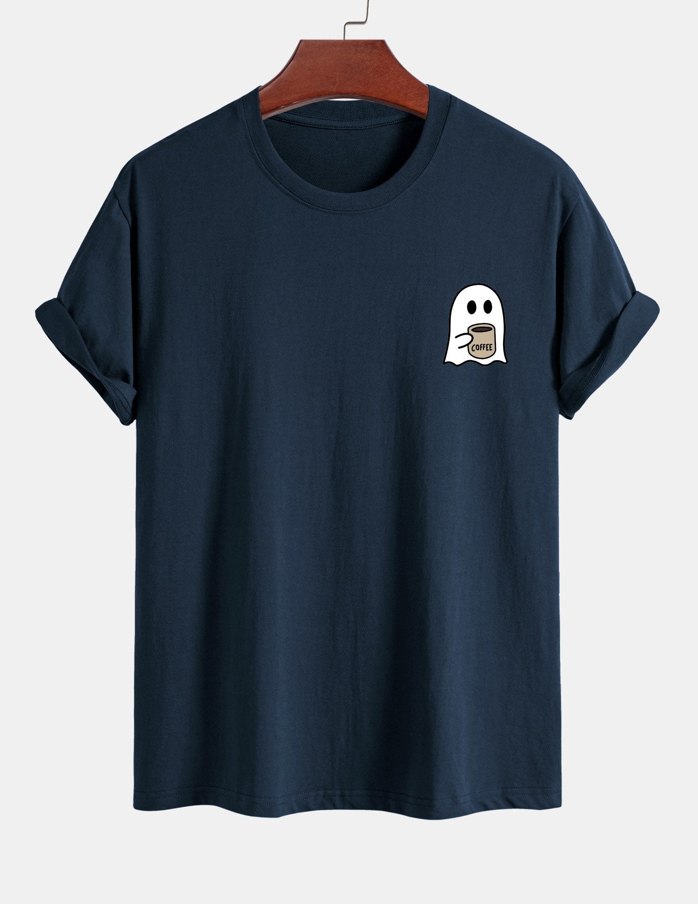 Regular Fit Cotton T-Shirt with Ghost Coffee Print