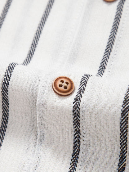 Gestreiftes Button-Up-Hemd aus Baumwollmischung