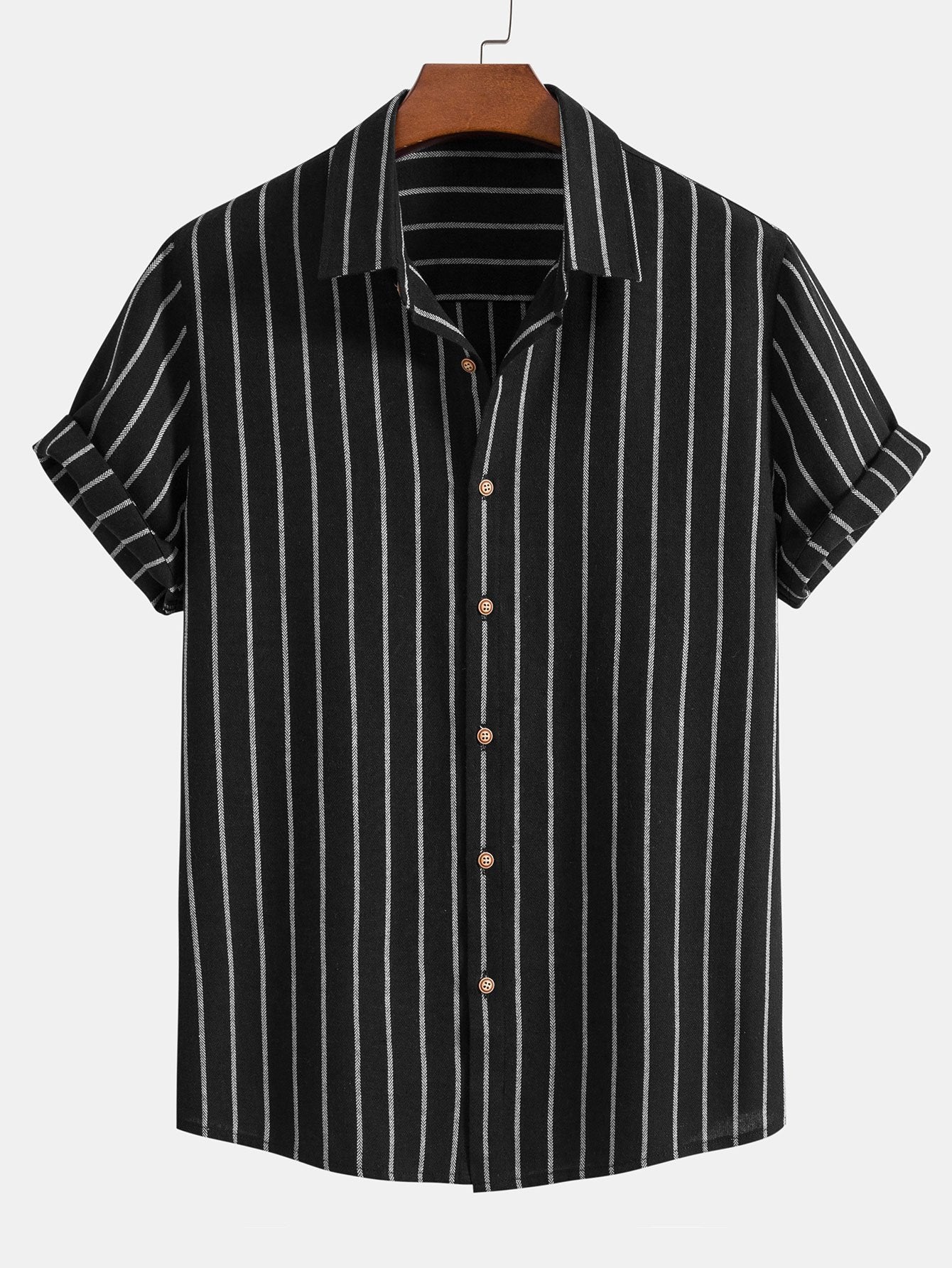 Gestreiftes Button-Up-Hemd aus Baumwollmischung