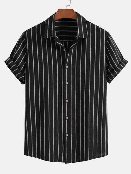 Gestreiftes Button-Up-Hemd aus Baumwollmischung