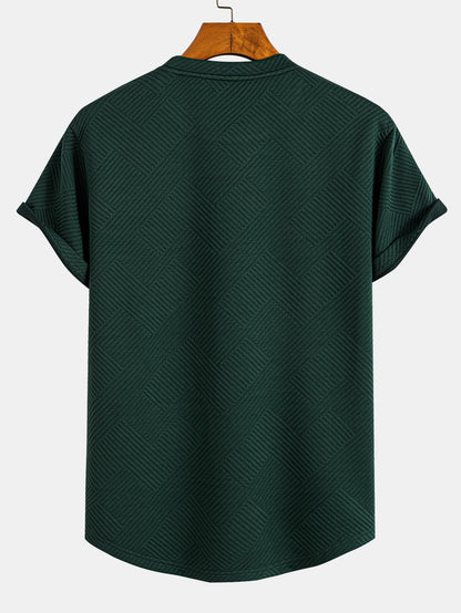 Short Sleeve Striped Jacquard Bow Hem T-Shirt