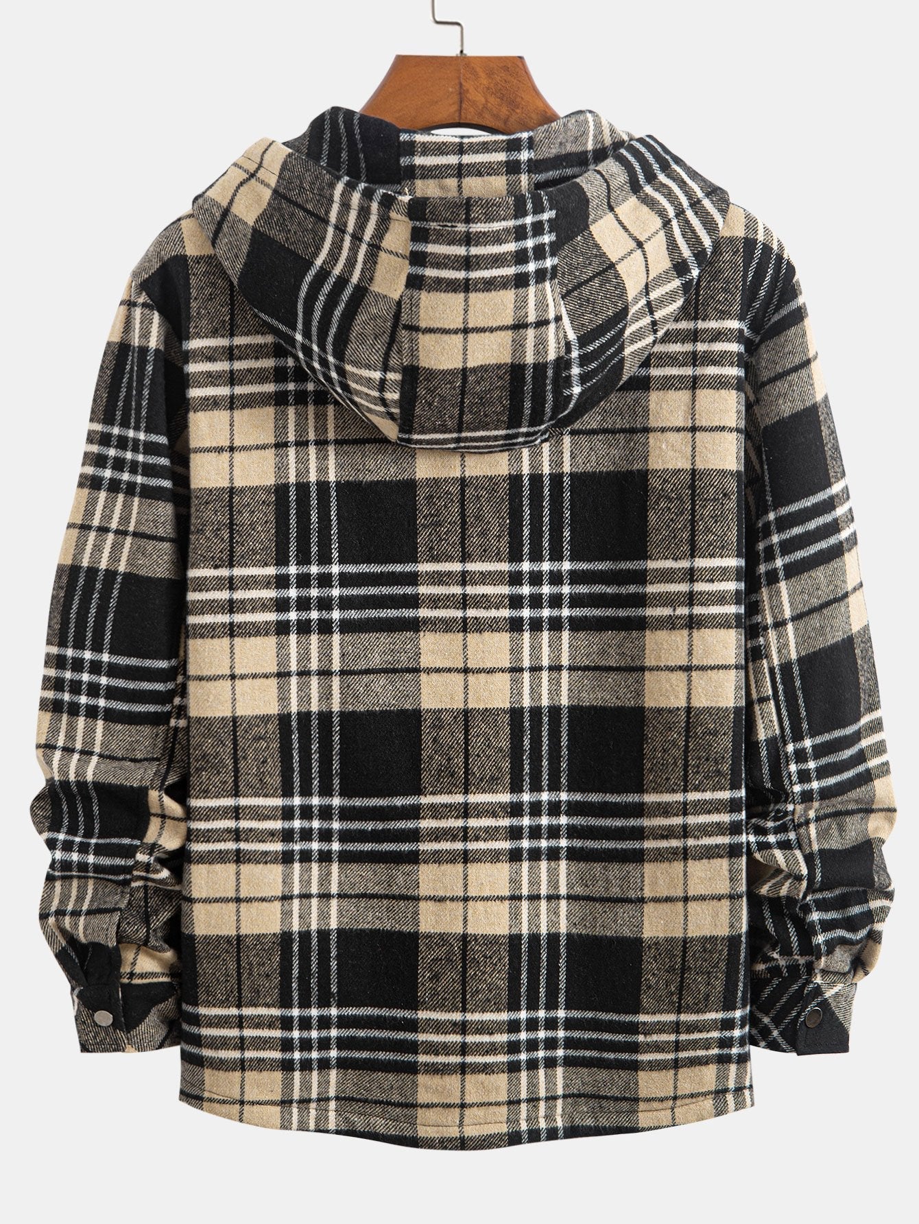 Teddygefütterte Flanell-Karo-Hemdjacke mit Kapuze