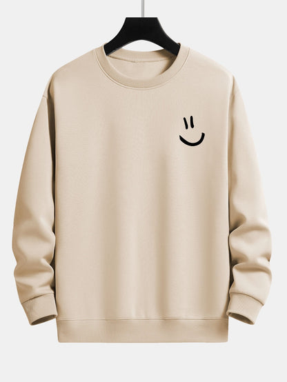 Relaxed Fit Sweatshirt with Smiley Face Print