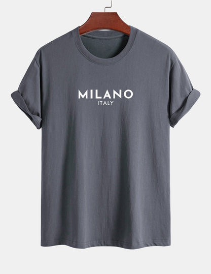 Regular Fit Milano Italian Print Cotton T-Shirt
