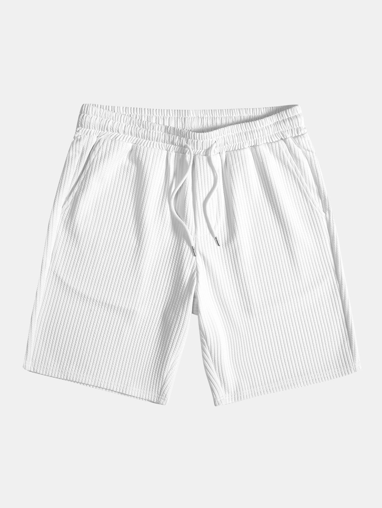 Muscle Fit Ribbed Collar Shirt & Shorts Set