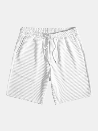 Muscle Fit Ribbed Collar Shirt & Shorts Set