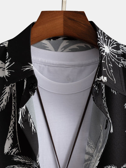 Knopfleisten-Hemd mit Palmbaum-Print