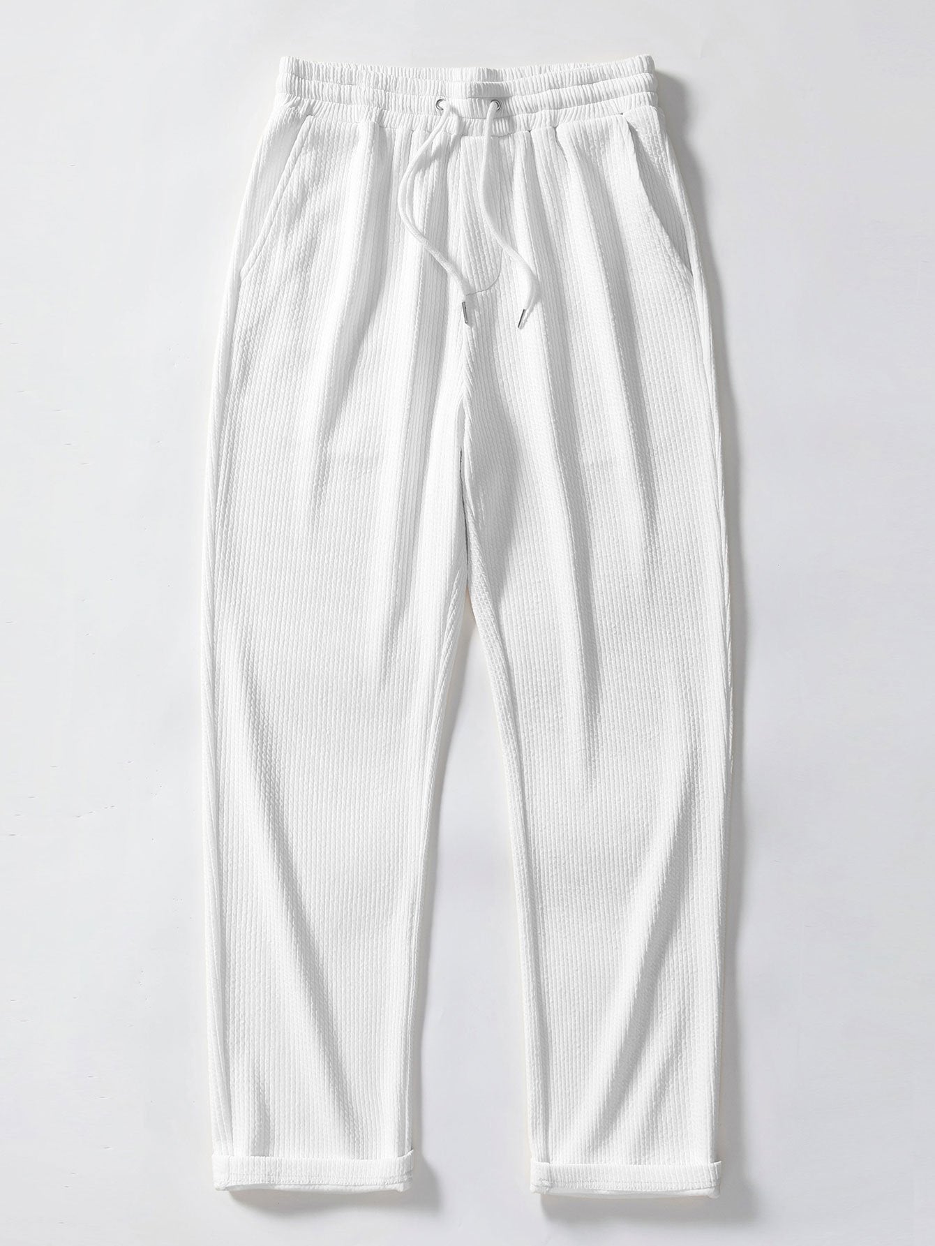 Gestreiftes Jacquard-Polo mit gerader, gerippter Hose