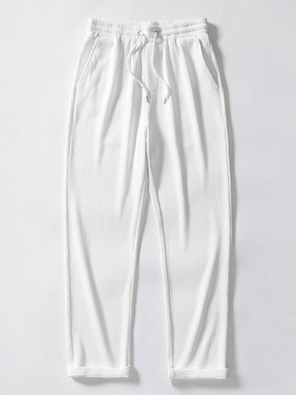 Gestreiftes Jacquard-Polo mit gerader, gerippter Hose