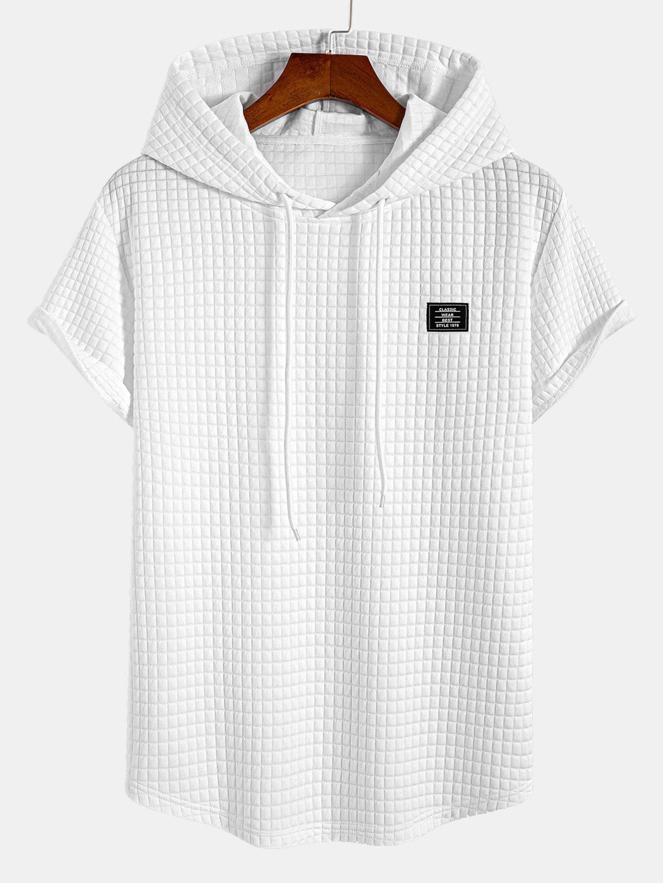 Waffelstruktur Kapuzen-T-Shirt mit Rundsaum