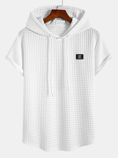 Waffelstruktur Kapuzen-T-Shirt mit Rundsaum