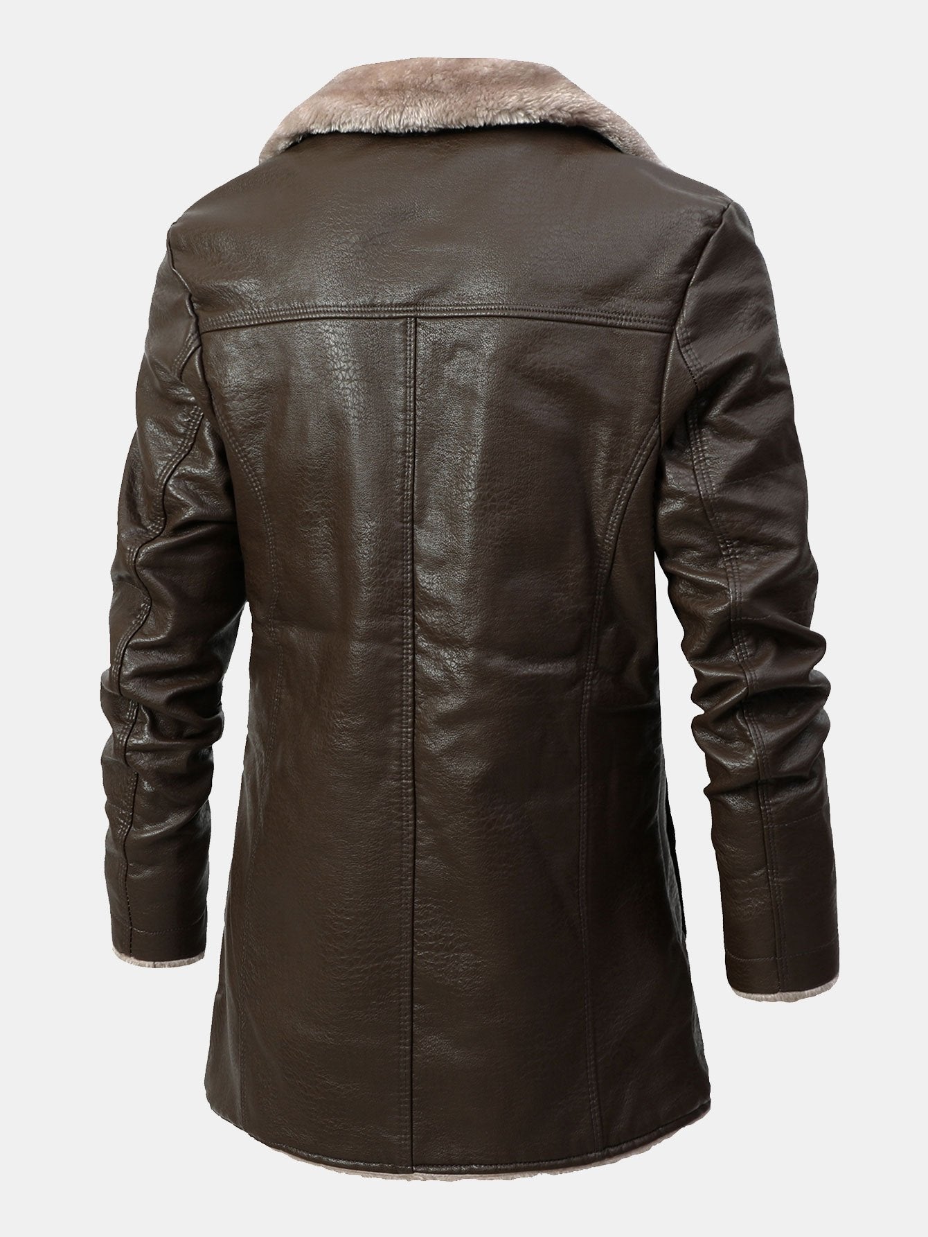 Lange Kunstfell gefütterte PU-Lederjacke