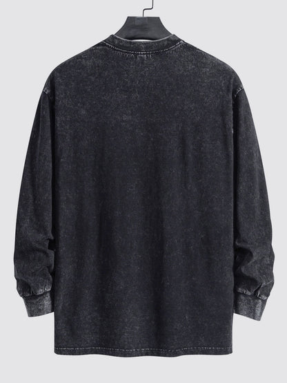 Relaxed Fit Langarm T-Shirt im gewaschenen, distressed Look