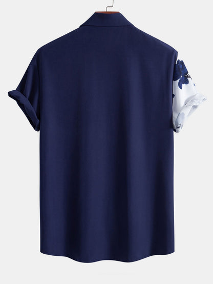 Blumenmuster-Patchwork-Hemd mit Knopfdetails