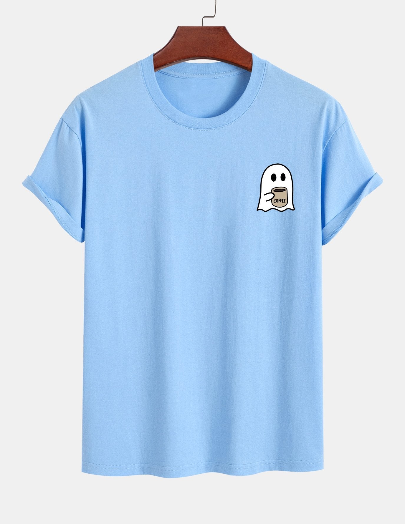 Regular Fit Cotton T-Shirt with Ghost Coffee Print