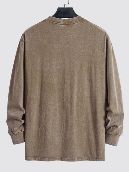 Relaxed Fit Langarm T-Shirt im gewaschenen, distressed Look