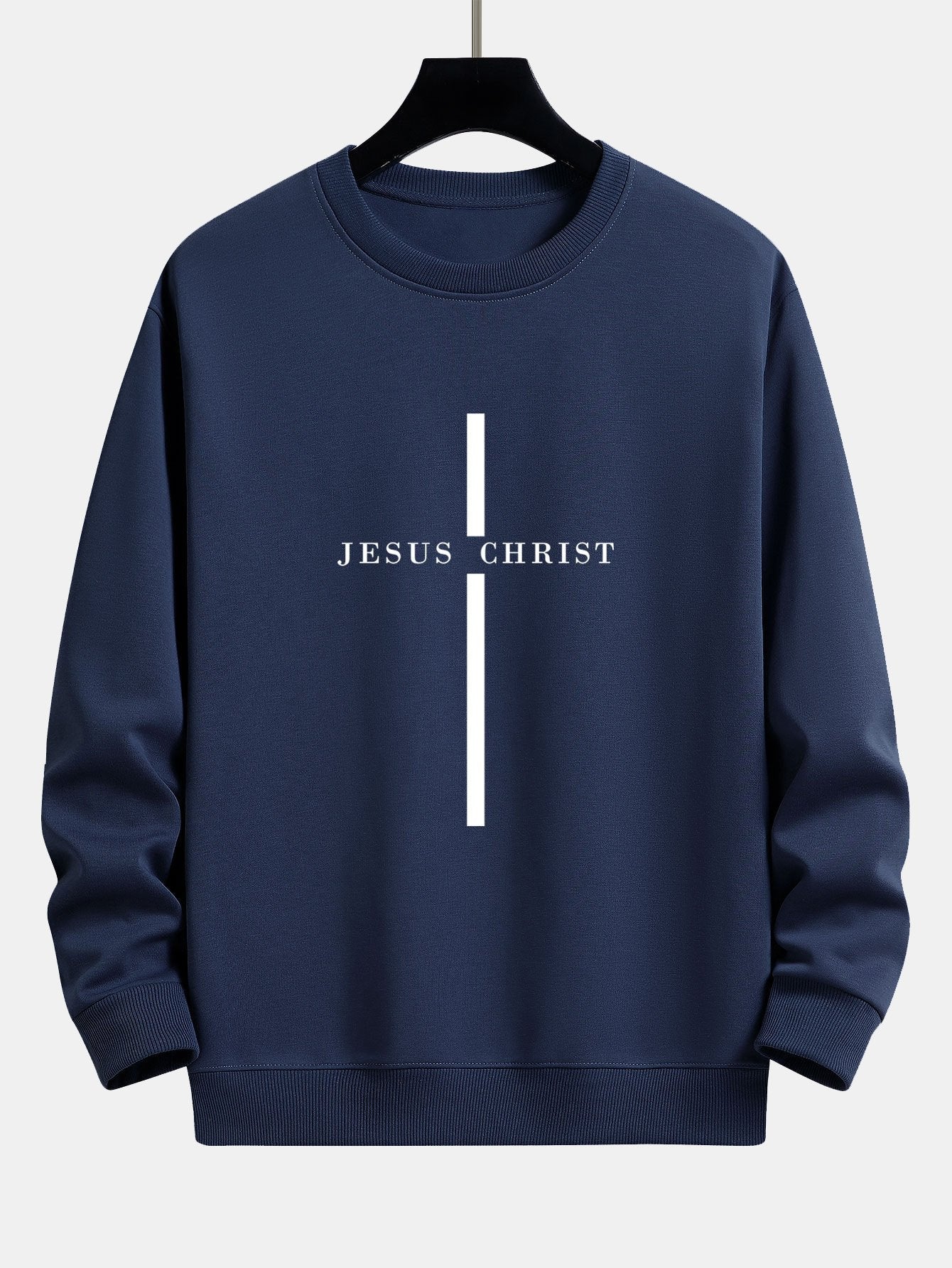 Relaxed Fit Sweatshirt mit Jesus Christus Streifenmuster