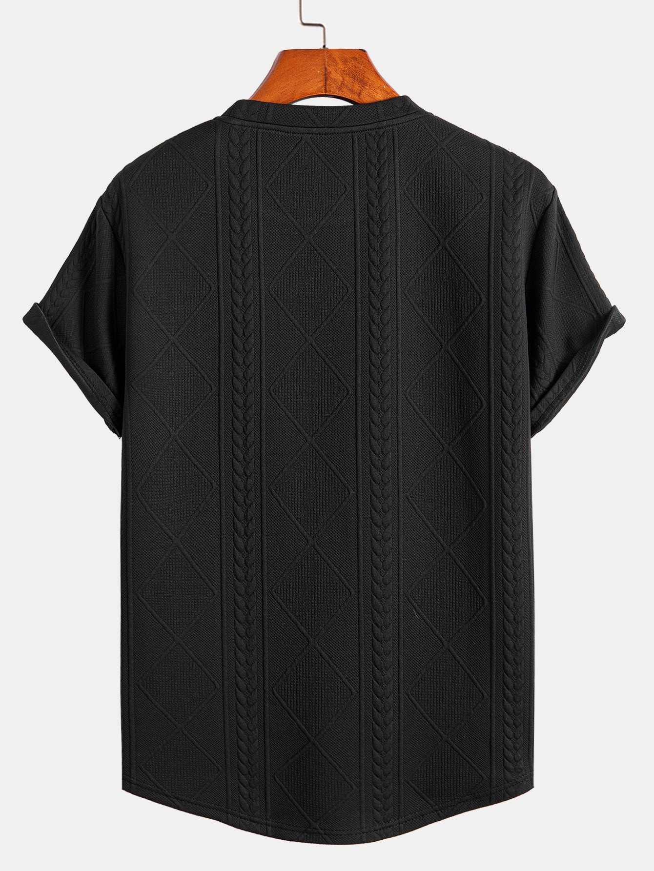 Kurzes Geometrisches Jacquard T-Shirt mit Bogen-Saum