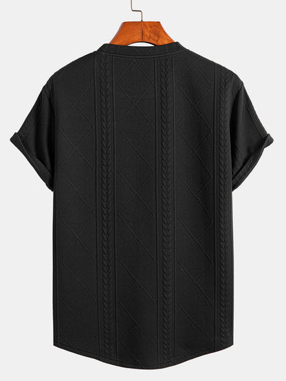 Kurzes Geometrisches Jacquard T-Shirt mit Bogen-Saum
