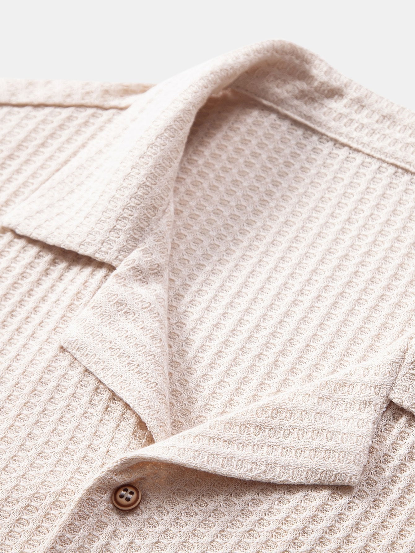 Short Sleeve Knit Waffle Cuban Shirt & Straight Leg Linen Pants