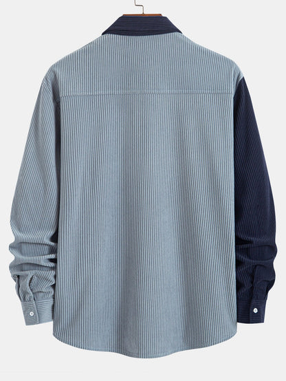 Corduroy Patchwork Shirt & Straight-Leg Corduroy Pants