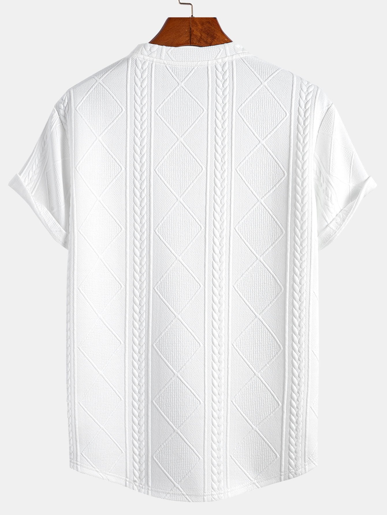 Kurzes Geometrisches Jacquard T-Shirt mit Bogen-Saum
