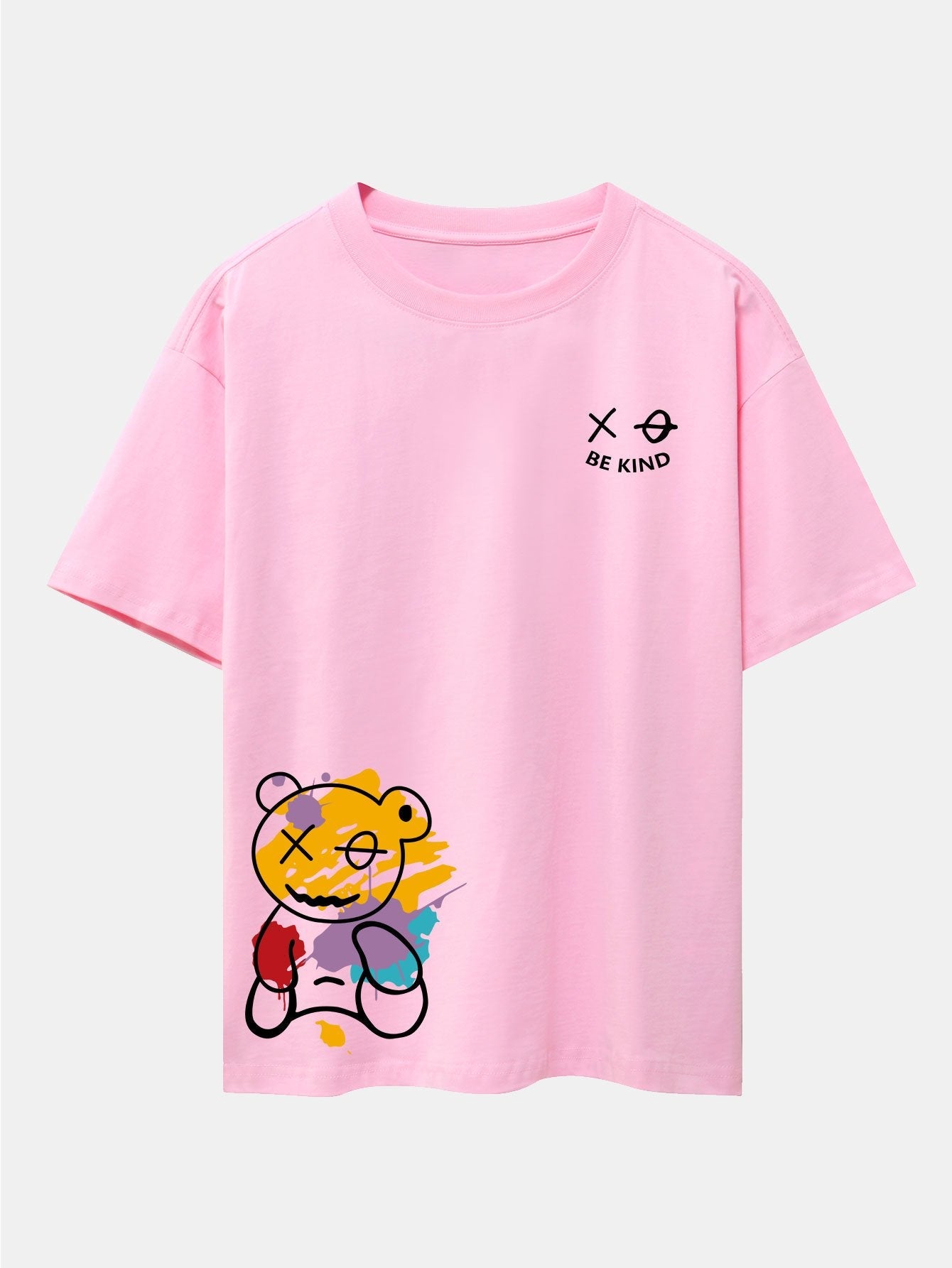 Graffiti Bear Print Oversized Drop Shoulder T-Shirt
