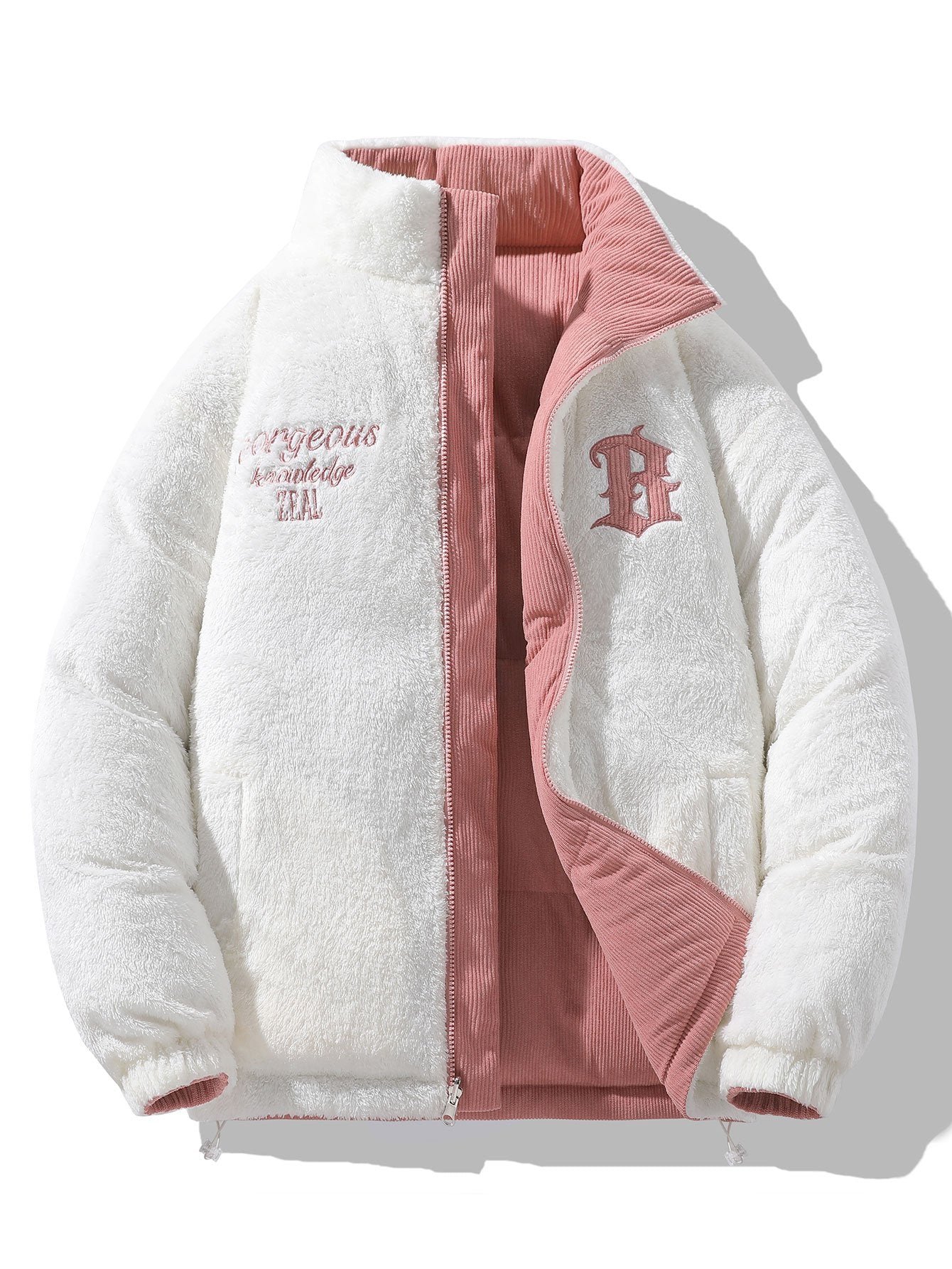 Umkehrbarer Teddy-Fleece und Corduroy Mantel