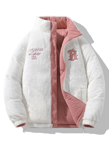 Umkehrbarer Teddy-Fleece und Corduroy Mantel