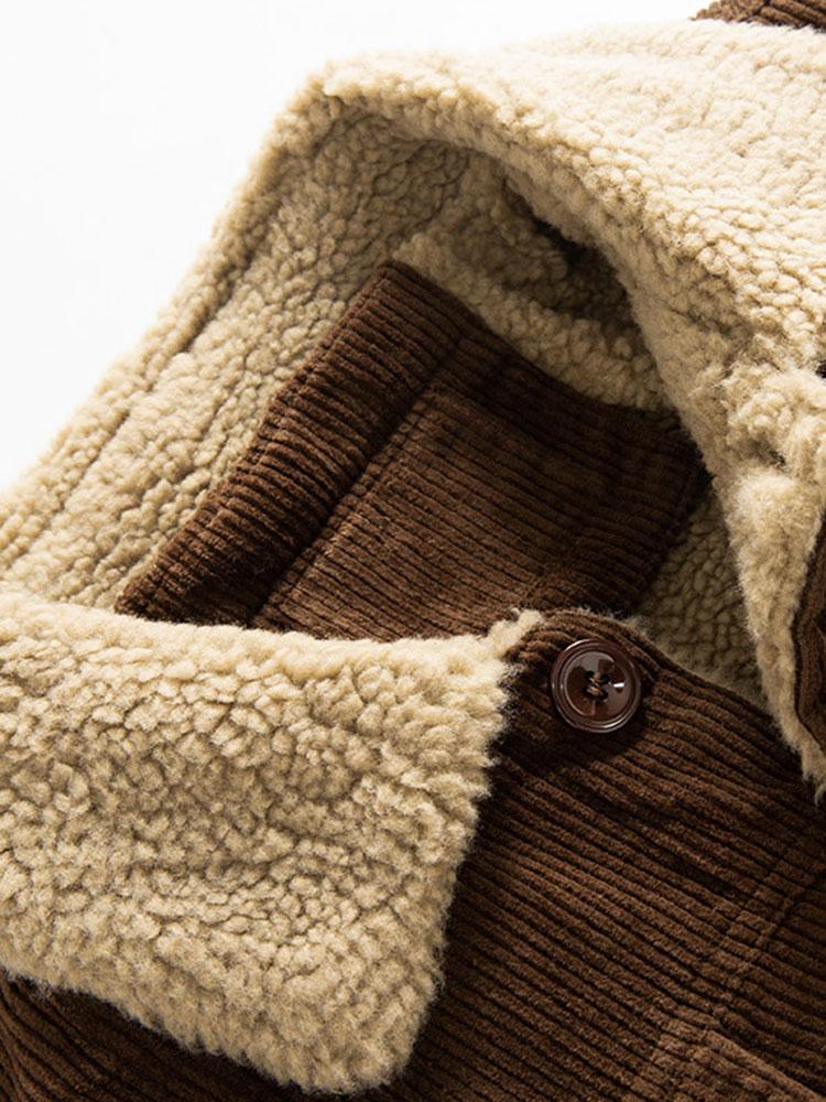 Teddy-Fleece gefütterte Baumwollcordjacke