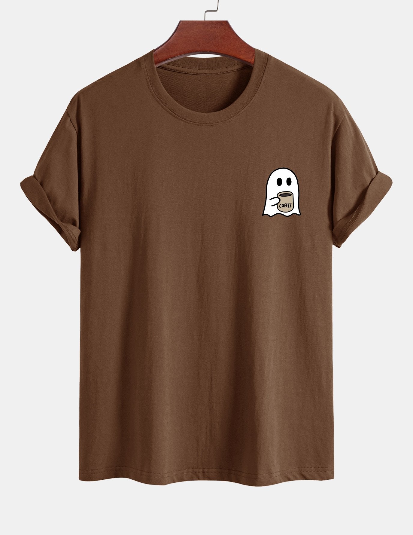 Regular Fit Cotton T-Shirt with Ghost Coffee Print