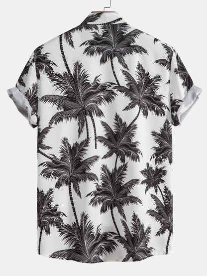 Button-Up Shirt with Palm Tree Print & Swim Shorts