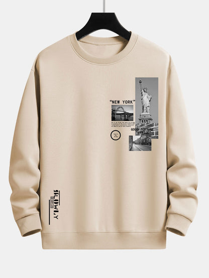 Relaxed Fit Sweatshirt with New York Architecture Print