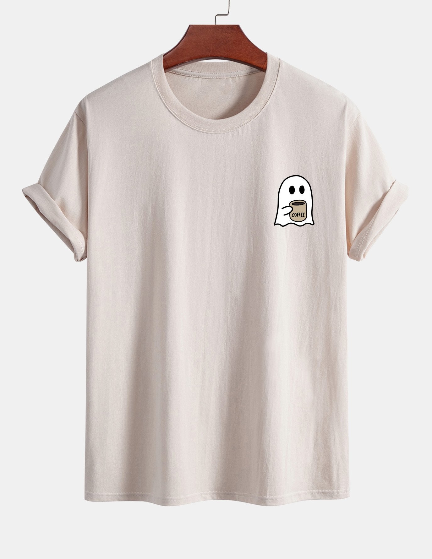 Regular Fit Cotton T-Shirt with Ghost Coffee Print
